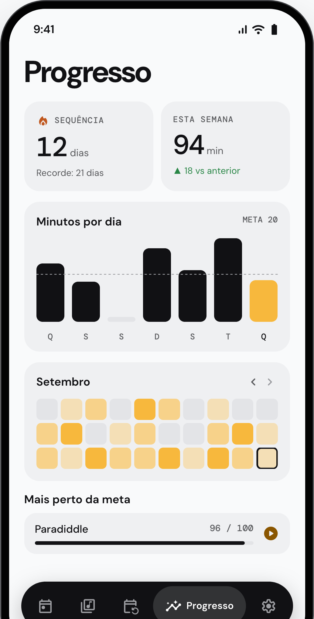 Veja os minutos se somarem.